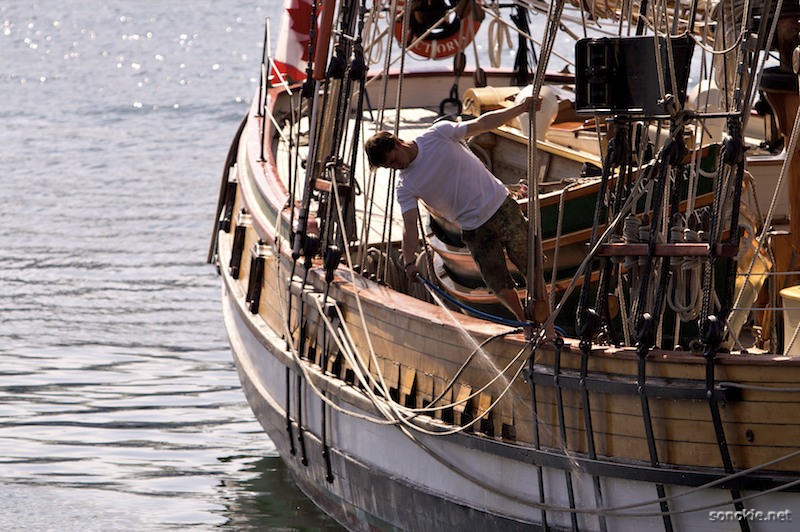 washing the boat